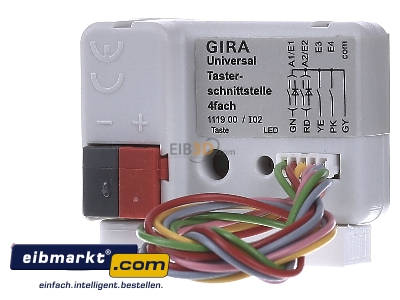 Front view Gira 111900 Binary input for bus system 4-ch
