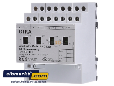 Frontansicht Gira 104500 Schaltaktor 4fach REG KNX/EIB 16A C-Last 