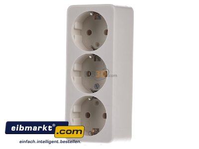 Front view Jung 10 S 23 L Socket outlet strip cream white
