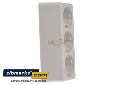 View on the left Jung 10 S 23 L Socket outlet strip cream white
