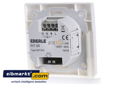 Back view Eberle Controls FIT 3 R / wei Clock thermostat digital white 
