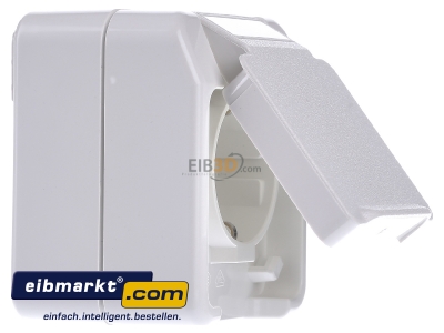 View on the left Merten MEG2300-8019 Socket outlet protective contact white - 
