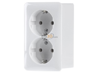 Frontansicht Gira 478013 2fach SCHUKO-Steckdose + Montageplatte Aufputz Reinwei 