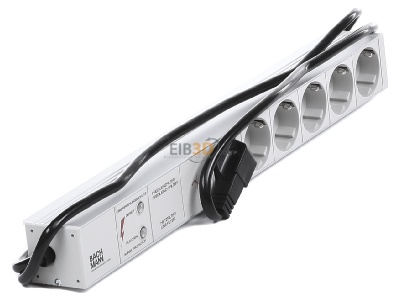 View top left Bachmann 333.402 19-inch power strip, multiple socket 6-pin Schuko, 1x full unit protection, aluminum, 
