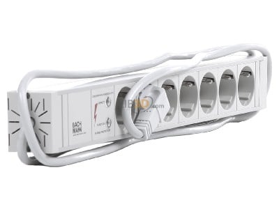 View on the left Bachmann 333.604 19 inch power strip, multiple socket 7-fold PVC, 7x Schuko, overvoltage protection, 
