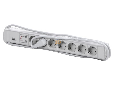 View up front Bachmann 333.604 19 inch power strip, multiple socket 7-fold PVC, 7x Schuko, overvoltage protection, 
