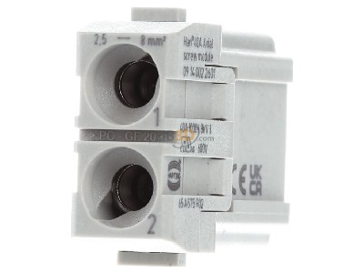 Back view Harting 09 14 002 2601 Pin insert for connector 2p 
