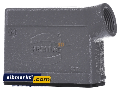 Front view Harting 19 20 016 1540 Plug case for industry connector
