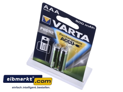 Ansicht oben vorne Varta Cons.Varta T398 Bli.2 Phone Akku AAA 1,2/800/NiMH,Bli.2 