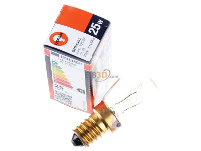 Ansicht oben links LEDVANCE SPC T26/57 CL25 Special-Lampe 25W 230V E14 Birne SPC.T26/57 CL25