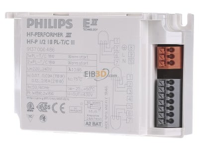 Front view Philips Licht HF-P 218 PL-T/C III Electronic ballast 2x18W 

