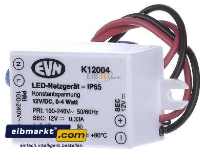 Front view EVN Elektro K 12004 LED-Netzgert 12VDC 0,1-4W IP65 
