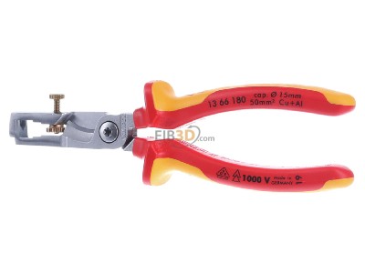 Frontansicht Knipex 13 66 180 VDE Kabelschere 180mm, m.Abisolierf. 