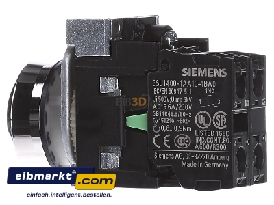 View on the right Siemens Indus.Sector 3SU1152-0AB50-1BA0 Complete push button blue
