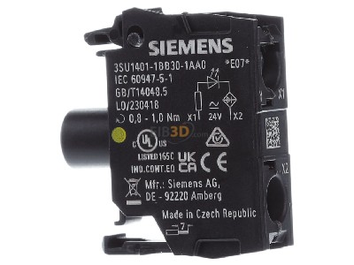 View on the left Siemens 3SU1401-1BB30-1AA0 Lamp holder for indicator light yellow 
