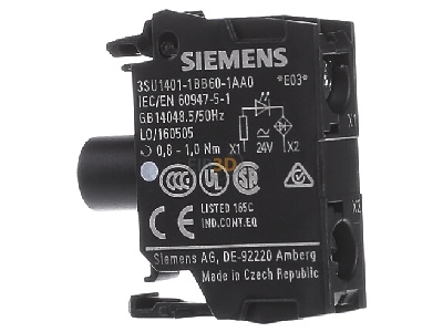 View on the left Siemens Indus.Sector 3SU1401-1BB60-1AA0 Lamp holder for indicator light white 
