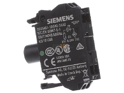 View on the left Siemens 3SU1401-1BG40-3AA0 Lamp holder for indicator light green 
