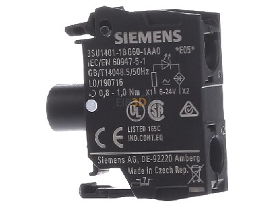 View on the left Siemens 3SU1401-1BG60-1AA0 Lamp holder for indicator light white 
