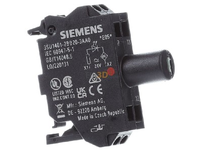 View on the left Siemens 3SU1401-2BB20-3AA0 Lamp holder for indicator light red 
