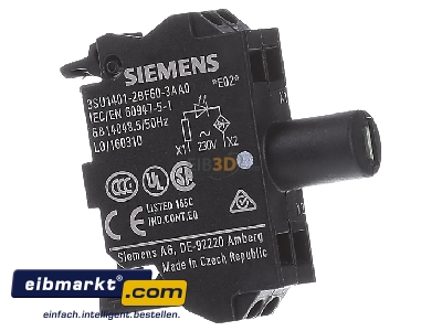 View on the left Siemens Indus.Sector 3SU14012BF603AA0 Lamp holder for indicator light white
