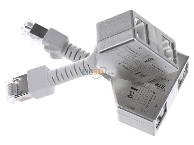 Ansicht oben links Metz Connect 130548-02-E Set Cable-sharing-Adapter Ethernet/ISDN 