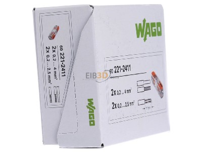 Ansicht links WAGO 221-2411 Durchgangsverbinder mit Hebel 