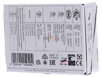 Ansicht hinten WAGO 221-2411 Durchgangsverbinder mit Hebel 