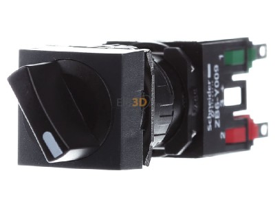 Frontansicht Schneider Electric XB6CD225B Wahlschalter schwarz 2 Stellungen 