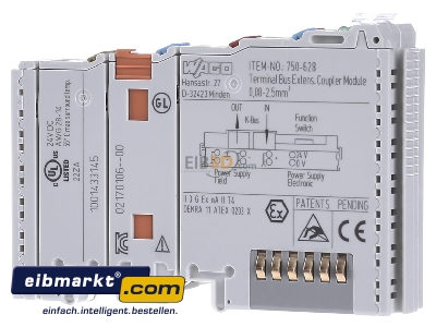 Frontansicht WAGO Kontakttechnik 750-628 Kuppel-Modul 