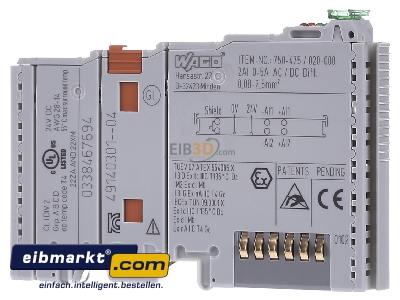 Frontansicht WAGO Kontakttechnik 750-475/020-000 Strommessmodul 2Ai 0-5A AC/DC 