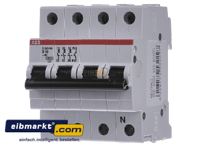 Front view ABB Stotz S&J S203-B10NA Miniature circuit breaker 3-p B10A
