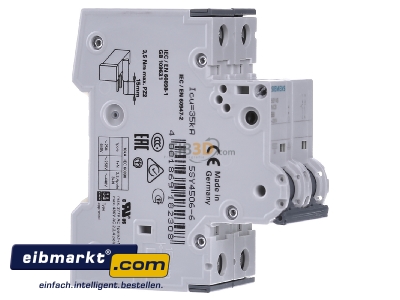 View on the left Siemens Indus.Sector 5SY4506-6 Miniature circuit breaker 2-p B6A - 
