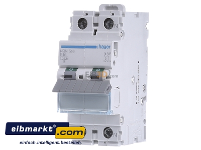 Front view Hager NBN516 Miniature circuit breaker 2-p B16A
