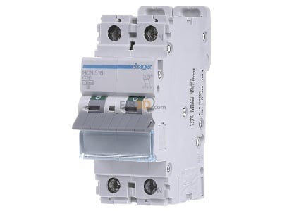 Front view Hager NCN516 Miniature circuit breaker 2-p C16A 
