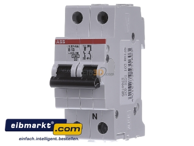 Front view ABB Stotz S&J S201-B13NA Miniature circuit breaker 1-p B13A
