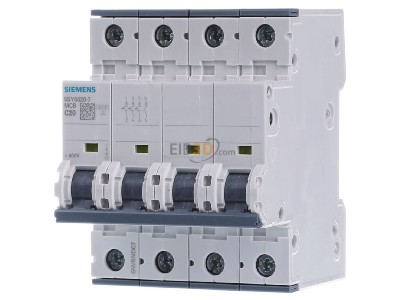 Front view Siemens 5SY6620-7 Miniature circuit breaker 4-p C20A 
