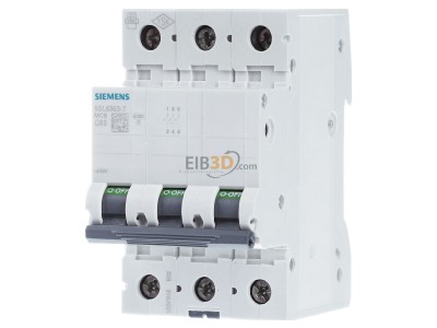 Front view Siemens 5SL6363-7 Miniature circuit breaker 3-p C63A 
