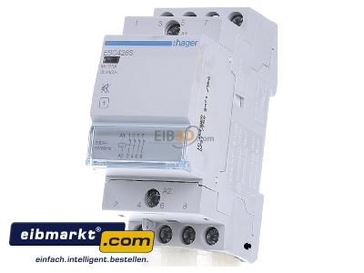 Front view Hager ESC426S Installation contactor 230VAC 0 NO/ 4 NC - 

