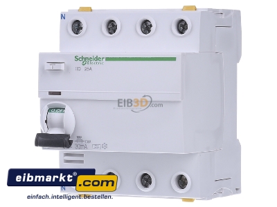 Front view Schneider Electric A9Z21425 Residual current breaker 4-p 25/0,03A
