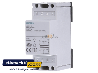 Front view Siemens Indus.Sector 4AC32140 Bell transformer 8V/12V/24V
