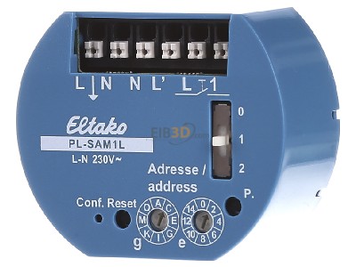 Frontansicht Eltako PL-SAM1L Dezentraler Aktor mit Sensoreingang 