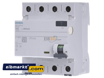 Front view Siemens Indus.Sector 5SV36448 Residual current breaker 4-p 40/0,3A
