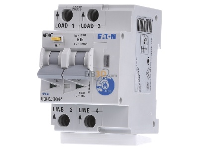 Front view Eaton AFDD-16/2/B/003-A Earth leakage circuit breaker with 
