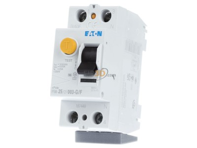 Front view Eaton PFIM-25/2/003-G/F Residual current breaker 2-p 25/0,03A 
