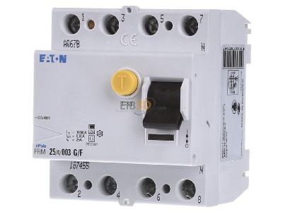 Front view Eaton PFIM-25/4/003-G/F Residual current breaker 4-p 25/0,03A 
