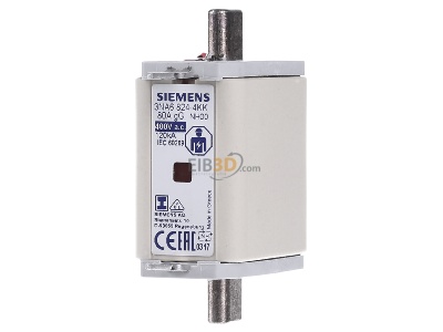 Front view Siemens 3NA6824-4KK Low Voltage HRC fuse NH00 80A 
