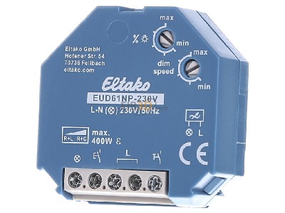 Frontansicht Eltako EUD61NP-230V Universal-Dimmschalter ohne N f.R+L+C-Last. 