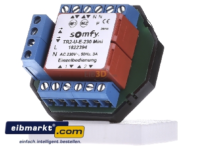 Front view Somfy TR2-U-E-230 mini Isolator relay venetian blind 5A - 
