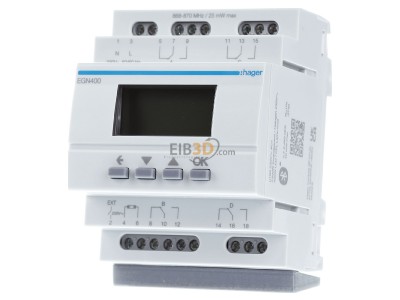 Frontansicht Hager EGN400 Digit.Multi-Zeitschaltuhr m.Bluetooth 4-Kanal 