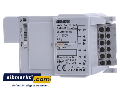 Front view Siemens Indus.Sector 5WG1521-4AB23 Sunblind actuator for bus system 2-ch
